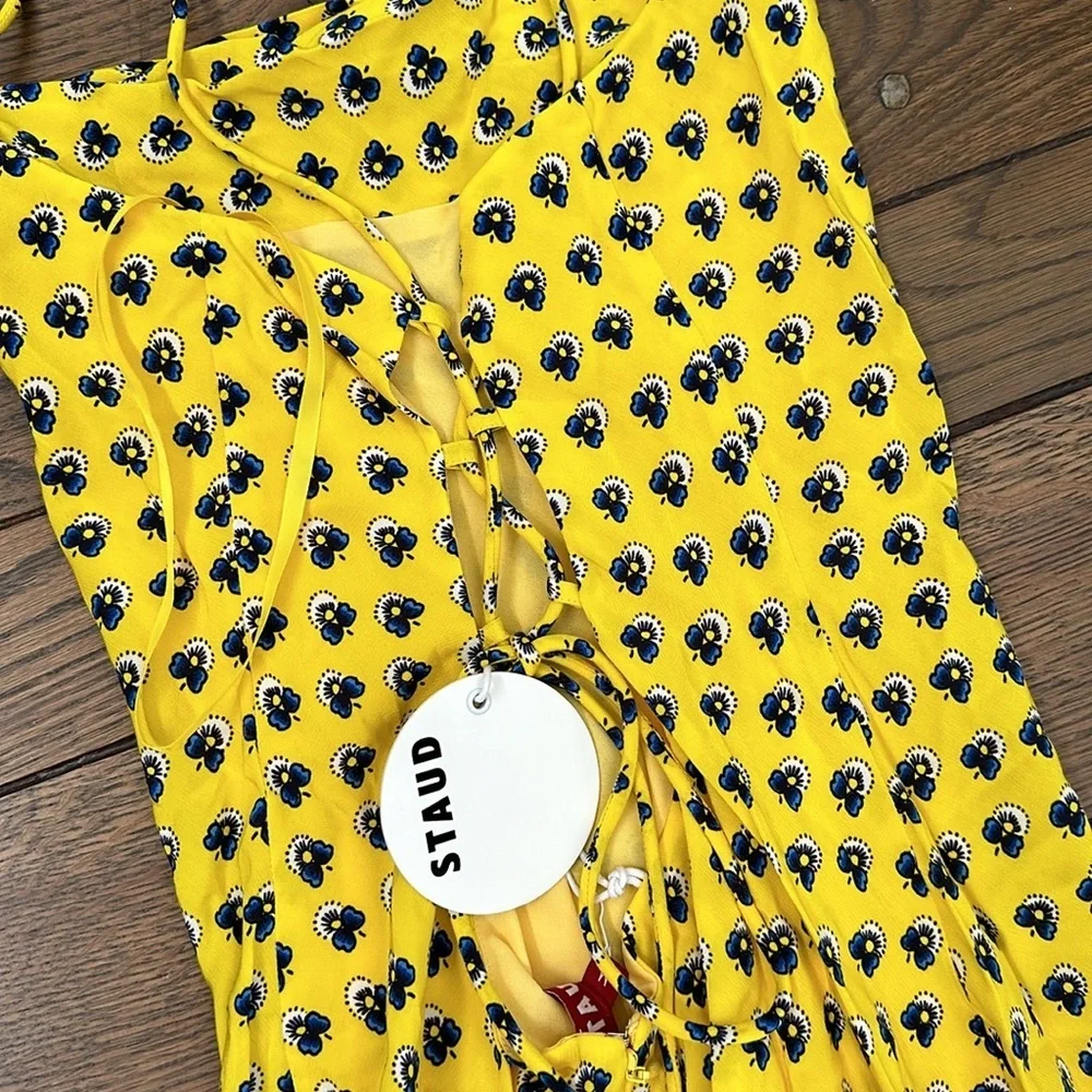 NWT Staud Bellamy Lace Up Back Floral Dress Soleil Calico - Picture 8 of 8